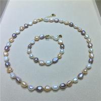 Freshwater Pearl Jewelry Set, bracelet & necklace, for woman, mixed colors, 8-9mm Approx 43 cm, Approx 19 cm 