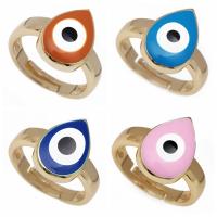 Evil Eye Jewelry Finger Ring, Brass, gold color plated, Unisex & enamel 