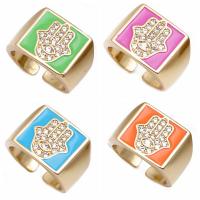 Cubic Zirconia Micro Pave Brass Finger Ring, Hand, gold color plated, micro pave cubic zirconia & enamel 