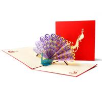 Paper 3D Greeting Card, Peacock, handmade, Foldable & 3D effect 