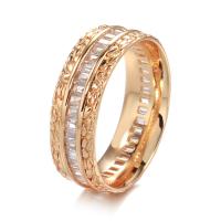 Cubic Zirconia Micro Pave Brass Finger Ring, rose gold color plated & micro pave cubic zirconia & for woman, rose gold color, 7mm 