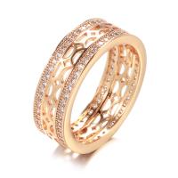 Cubic Zirconia Micro Pave Brass Finger Ring, rose gold color plated & micro pave cubic zirconia & for woman, rose gold color, 7mm 