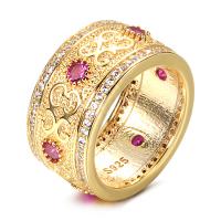 Cubic Zirconia Micro Pave Brass Finger Ring, gold color plated & micro pave cubic zirconia & for woman, golden, 10.5mm 