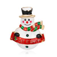 Christmas Jewelry Brooch , Zinc Alloy, Snowman, KC gold color plated, fashion jewelry & for woman & enamel & with rhinestone, mixed colors 