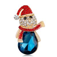 Christmas Jewelry Brooch , Zinc Alloy, Snowman, KC gold color plated, fashion jewelry & for woman & with rhinestone, mixed colors 
