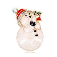 Christmas Jewelry Brooch , Zinc Alloy, Snowman, KC gold color plated, fashion jewelry & for woman & enamel & with rhinestone, white 