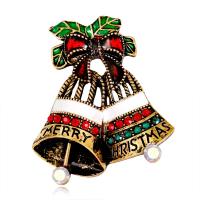 Christmas Jewelry Brooch , Zinc Alloy, Christmas Bell, plated, fashion jewelry & for woman & enamel & with rhinestone 