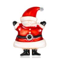 Christmas Jewelry Brooch , Zinc Alloy, Santa Claus, KC gold color plated, fashion jewelry & for woman & enamel & with rhinestone, red 