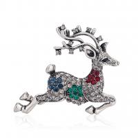 Christmas Jewelry Brooch , Zinc Alloy, Christmas Reindeer, antique silver color plated, fashion jewelry & for woman & with rhinestone 