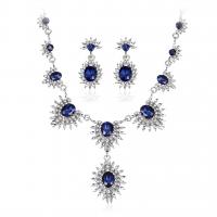 Rhinestone Zinc Alloy Jewelry Set, earring & necklace, with Crystal, with 6cm extender chain, Flower, platinum color plated, three pieces & fashion jewelry & for woman & with rhinestone cm 