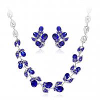 Rhinestone Zinc Alloy Jewelry Set, earring & necklace, with Crystal, with 6cm extender chain, plated, three pieces & fashion jewelry & for woman & with rhinestone cm 