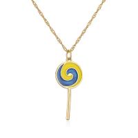 Brass Jewelry Necklace, Lollipop, gold color plated, for woman & enamel Approx 17.7 Inch 