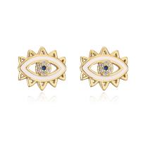 Cubic Zirconia Micro Pave Brass Earring, gold color plated & micro pave cubic zirconia & for woman & enamel 