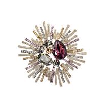 Crystal Brooch, Zinc Alloy, with Crystal, Flower, plated, for woman & with rhinestone 
