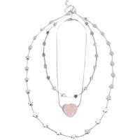 Fashion Multi Layer Necklace, Zinc Alloy, with Crystal, with 2.75inch extender chain, silver color plated, Korean style & for woman Approx 12.6 Inch 