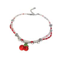 Acrylic Necklace, with Zinc Alloy, with 2.75inch extender chain, Cherry, Double Layer & for woman Approx 14.1 Inch 