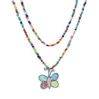 Acrylic Necklace, Glass Seed Beads, with Acrylic, with 2.75inch extender chain, Double Layer & for woman 35mm Approx 15.7 Inch 