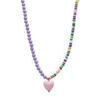 Acrylic Necklace, Glass Beads, with Zinc Alloy & Acrylic, with 2.5inch extender chain, Heart, fashion jewelry & for woman Approx 15.7 Inch 