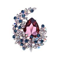 Crystal Brooch, Zinc Alloy, with Crystal, Moon, plated, for woman & with rhinestone 