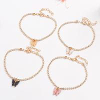 Zinc bracelets en strass en alliage , alliage de zinc, avec 1.97inch chaînes de rallonge, papillon, Placage de couleur d'or, bijoux de mode & pour femme & avec strass, plus de couleurs à choisir Environ 8.15 pouce, Vendu par PC