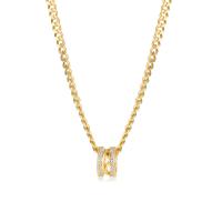 Cubic Zircon Micro Pave Brass Necklace, with 304 Stainless Steel Chain, with 2.36inch extender chain, Vacuum Ion Plating, fashion jewelry & micro pave cubic zirconia & for woman, golden Approx 20.08 Inch 