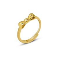 Titanium Steel Finger Ring, Bowknot, Vacuum Ion Plating, for woman, golden, 4mm, US Ring 