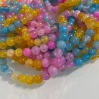 Natürliche Crackle Achat Perlen, Flachen Achat, rund, DIY & verschiedene Größen vorhanden, gemischte Farben, Länge:ca. 14.96 ZollInch, verkauft von Strang