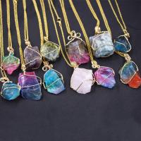 Gemstone Necklaces, with Iron, gold color plated, fashion jewelry 20-35mm .93 Inch 