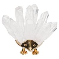 Zinc Alloy Craft Decoration, with Clear Quartz, Hedgehog, gold color plated, for home and office, white 