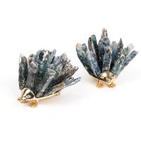 Zinc Alloy Craft Decoration, with Kyanite, Hedgehog, gold color plated, for home and office, blue 