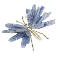 Zinc Alloy Craft Decoration, with Kyanite, Butterfly, gold color plated, for home and office, blue 