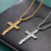 304 Stainless Steel Necklace, Cross, Vacuum Ion Plating, fashion jewelry & for man Approx 23.62 Inch 