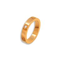 Titanium Steel Finger Ring, Heart, Vacuum Ion Plating, fashion jewelry & Unisex & micro pave cubic zirconia US Ring 