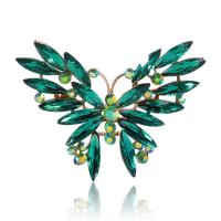 Crystal Brooch, Zinc Alloy, with Crystal, Butterfly, gold color plated, fashion jewelry & for woman 