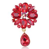 Crystal Brooch, Zinc Alloy, with Crystal, Flower, plated, fashion jewelry & for woman 