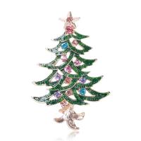 Christmas Jewelry Brooch , Zinc Alloy, Christmas Tree, gold color plated, fashion jewelry & for woman & enamel & with rhinestone 