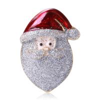 Christmas Jewelry Brooch , Zinc Alloy, with Sequins, Santa Claus, gold color plated, fashion jewelry & for woman & enamel, white 