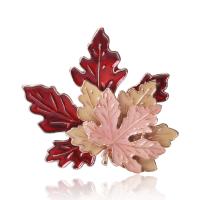 Zinc Alloy Jewelry Brooch, Maple Leaf, gold color plated, fashion jewelry & for woman & enamel, red 