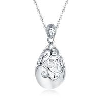 Sterling Silver Jewelry Necklace, 925 Sterling Silver, with Crystal, Teardrop, platinum plated, for woman & hollow Approx 15.7 Inch 