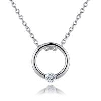 Cubic Zircon Micro Pave Sterling Silver Necklace, 925 Sterling Silver, with 1.96inch extender chain, Donut, platinum plated, oval chain & micro pave cubic zirconia & for woman & hollow, 2.8mm Approx 15.7 Inch 