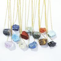 Драгоценный камень Ожерелья, Полудрагоценный камень, с цинковый сплав, Нерегулярные, различные материалы для выбора & Мужская, Много цветов для выбора, 1.5-3cm, длина:Приблизительно 15.74 дюймовый, продается PC
