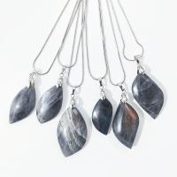 Labradorite Necklace, with Zinc Alloy, Nuggets, random style & Unisex & snake chain, grey, 15*25-25*35mm Approx 19.68 Inch 