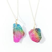Gemstone Necklaces, Natural Stone, with Zinc Alloy, Nuggets, Unisex, Random Color Approx 15.74 Inch 