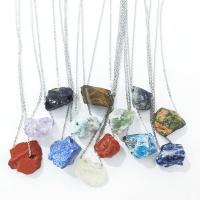 Драгоценный камень Ожерелья, Полудрагоценный камень, с цинковый сплав, Нерегулярные, различные материалы для выбора & Мужская, Много цветов для выбора, длина:Приблизительно 15.74 дюймовый, продается PC