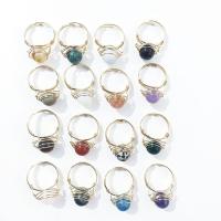 Gemstone Zinc Alloy Finger Ring, with Zinc Alloy, gold color plated, Adjustable & Unisex 
