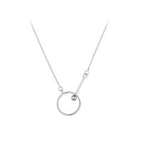 Sterling Silver Jewelry Necklace, 925 Sterling Silver, with 1.37 inch extender chain, Donut, platinum color plated, for woman, 12mm Approx 16.14 Inch 