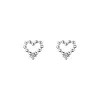 Sterling Silver Cubic Zirconia Earring, 925 Sterling Silver, Heart, plated, micro pave cubic zirconia & for woman & hollow 
