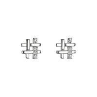 Cubic Zirconia Micro Pave Sterling Silver Earring, 925 Sterling Silver, micro pave cubic zirconia & for woman & hollow, silver color 