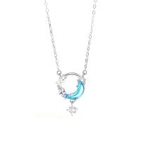 Cubic Zircon Micro Pave Sterling Silver Necklace, 925 Sterling Silver, with 1.96 inch extender chain, micro pave cubic zirconia & for woman & hollow, silver color Approx 15.74 Inch 