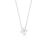 Cubic Zircon Micro Pave Sterling Silver Necklace, 925 Sterling Silver, with 1.96 inch extender chain, Flower, plated, micro pave cubic zirconia & for woman & hollow Approx 15.74 Inch 